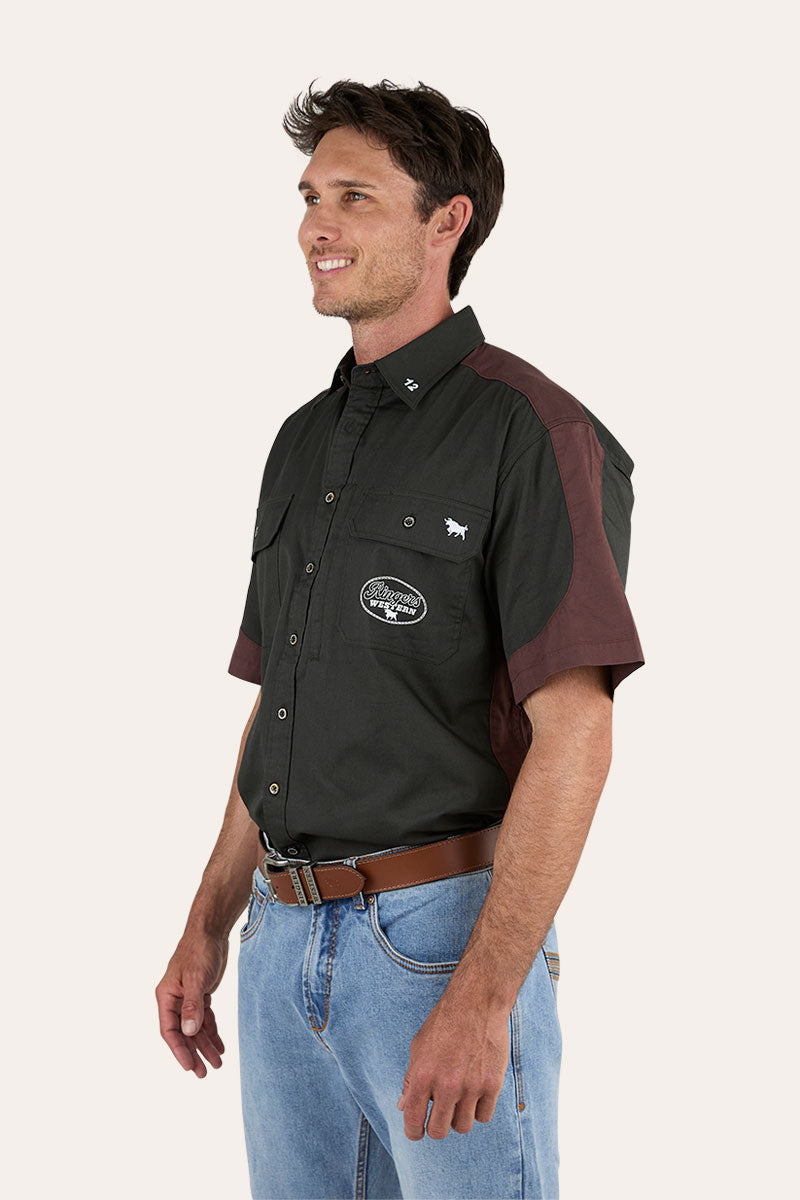 Back Roads Mens Short Sleeve Work Shirt - Charcoal