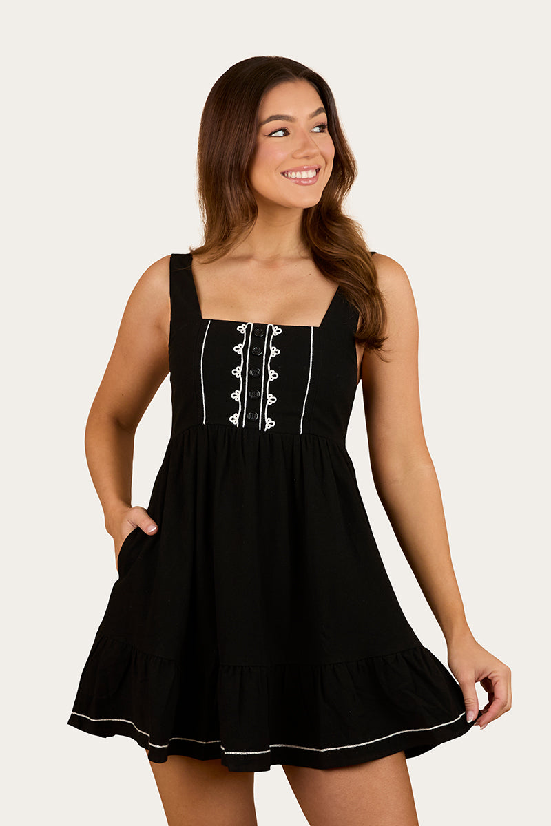 Westley Womens Embroidered Mini Dress - Black