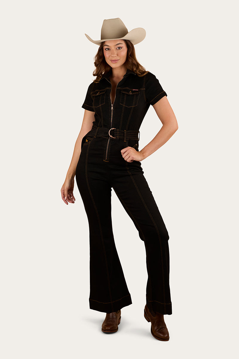 Jazmine Womens Bootleg Jumpsuit - Black