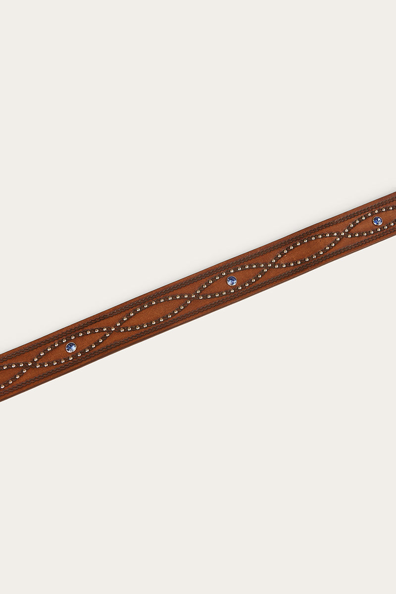 Diamond T Belt - Tan / Silver