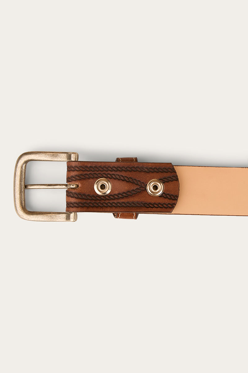 Diamond T Belt - Tan / Silver