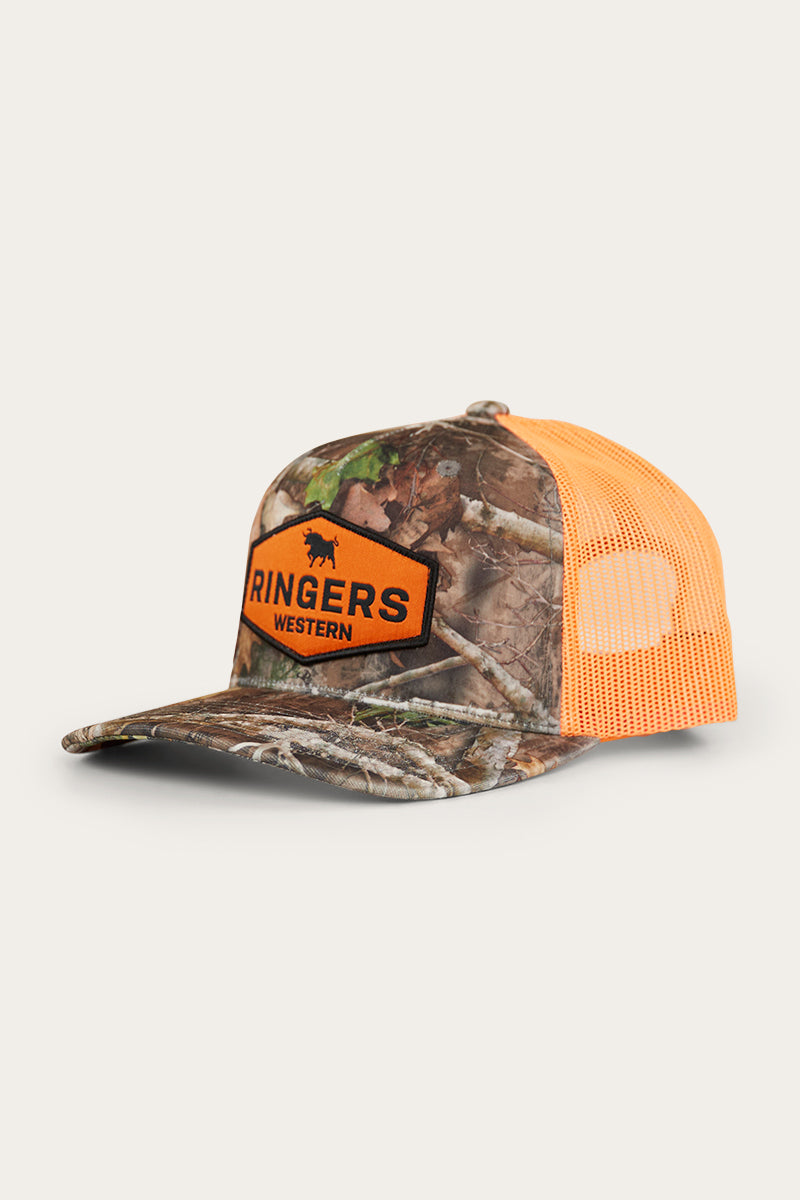 Old School Orange Camouflage Hat Mallard Duck Mesh Trucker