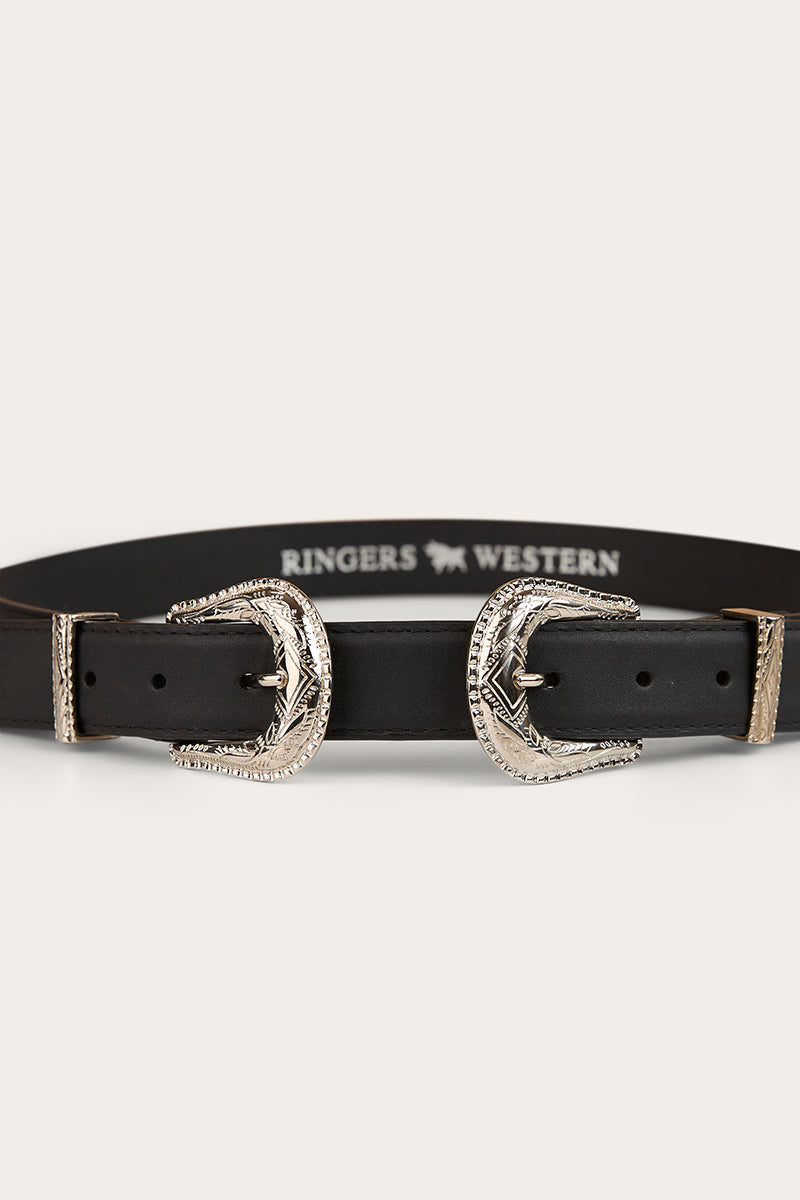Zahra Double Buckle Belt - Black