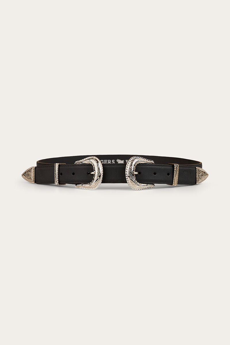 Zahra Double Buckle Belt - Black