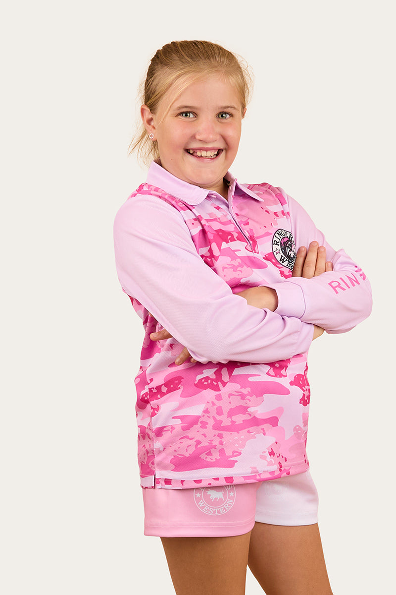Big Catch Kids Fishing Jersey - Ballet Pink