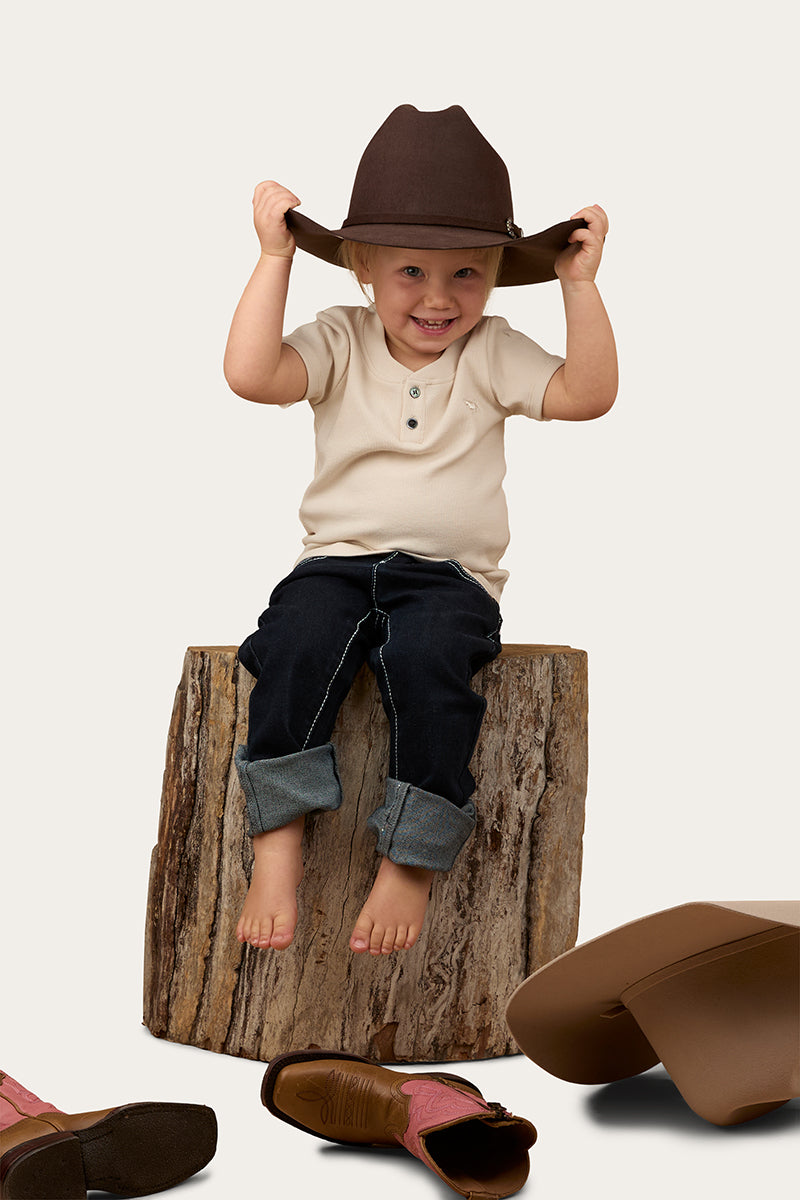 Casey Kids Henley Top - Off White
