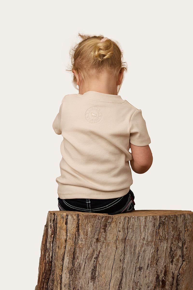 Casey Kids Henley Top - Off White
