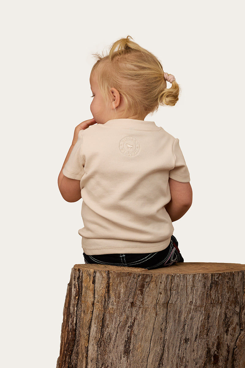 Casey Kids Henley Top - Off White
