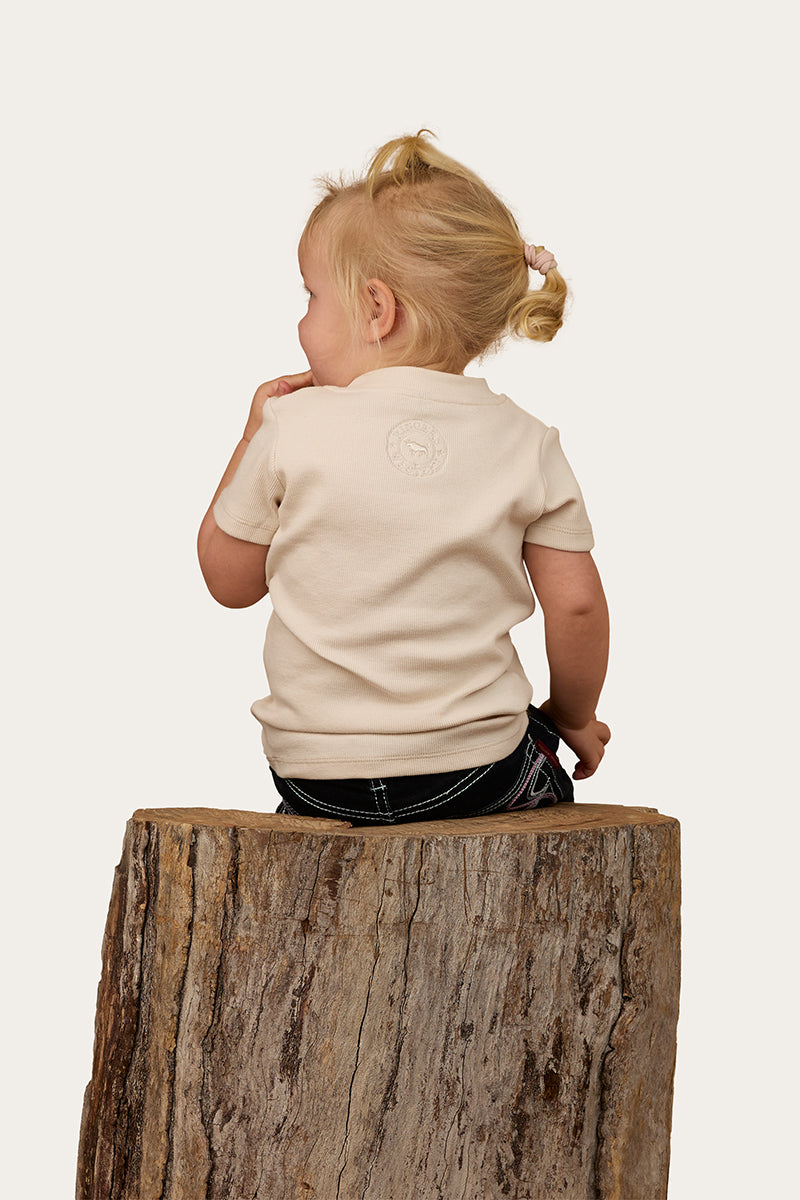 Casey Kids Henley Top - Off White