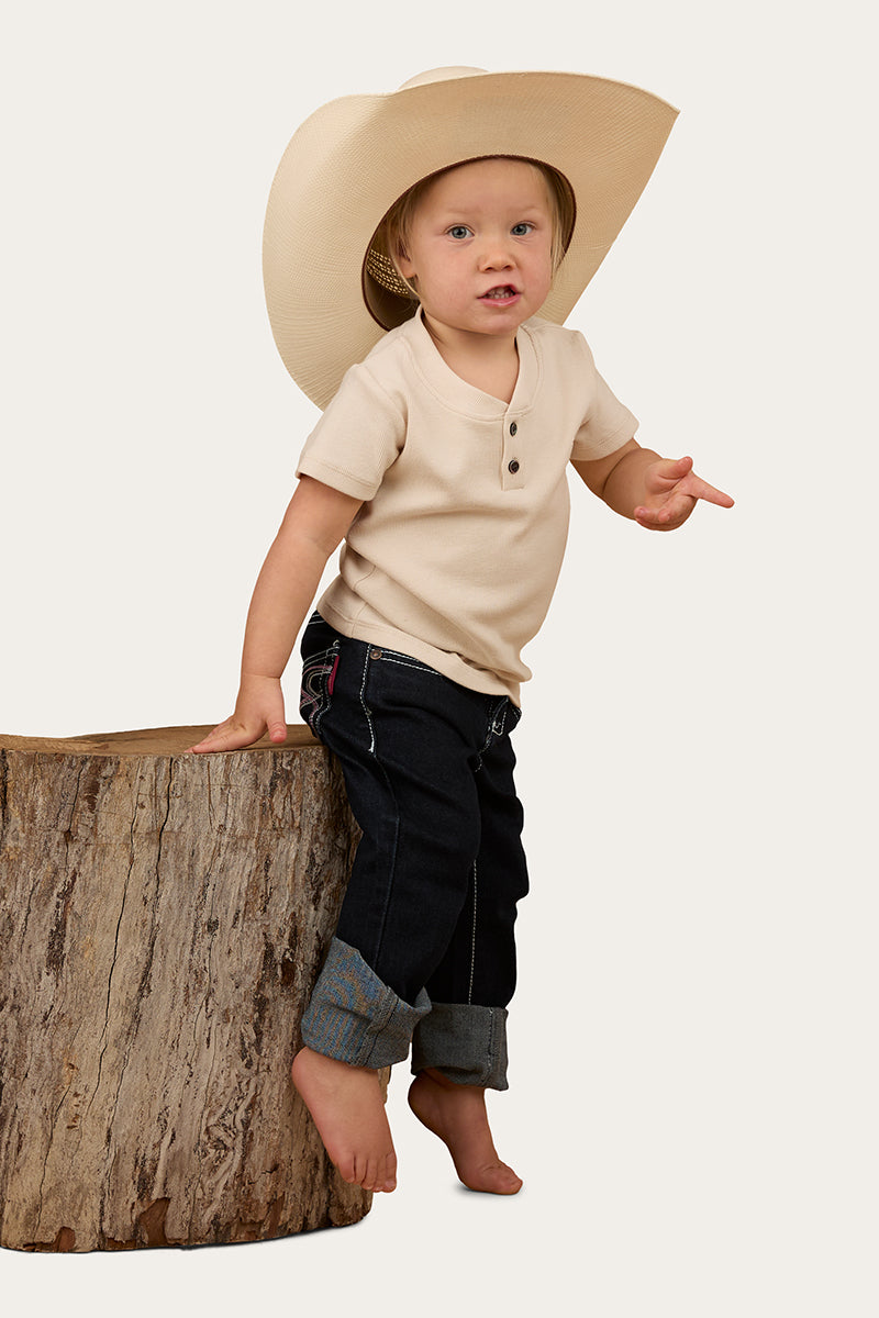 Casey Kids Henley Top - Off White