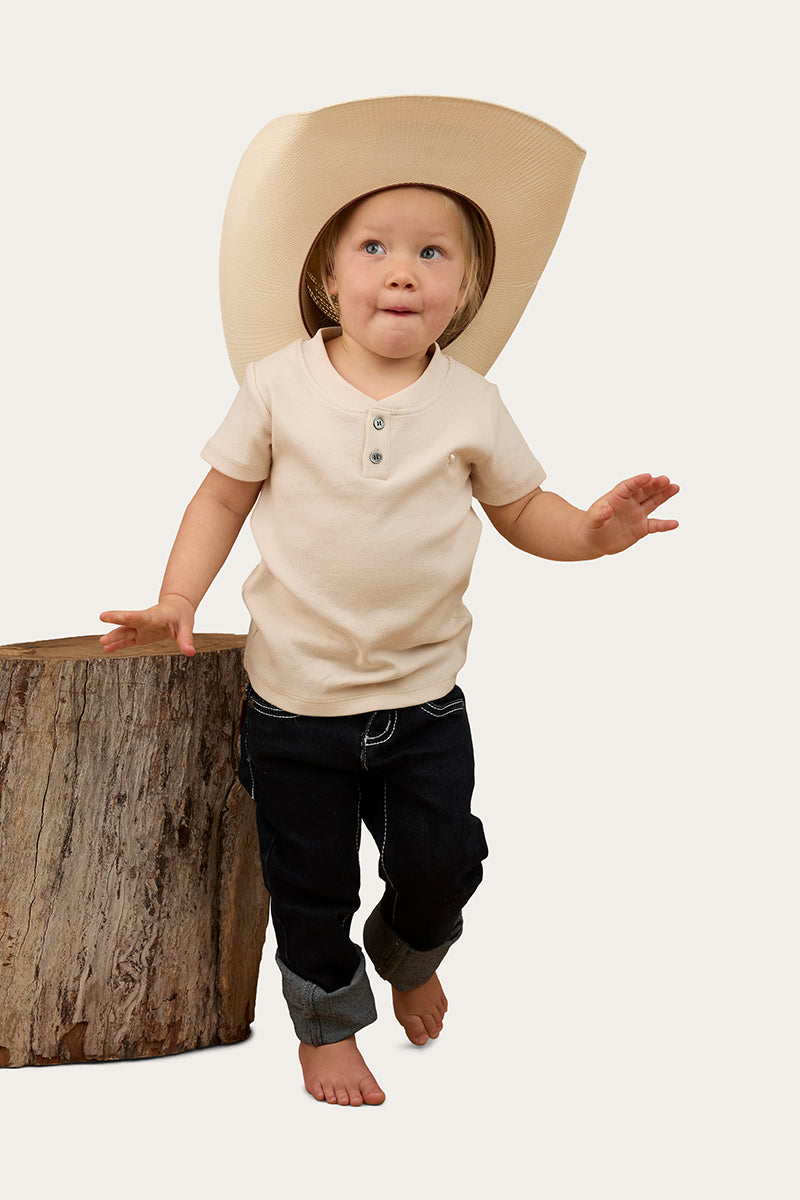 Casey Kids Henley Top - Off White