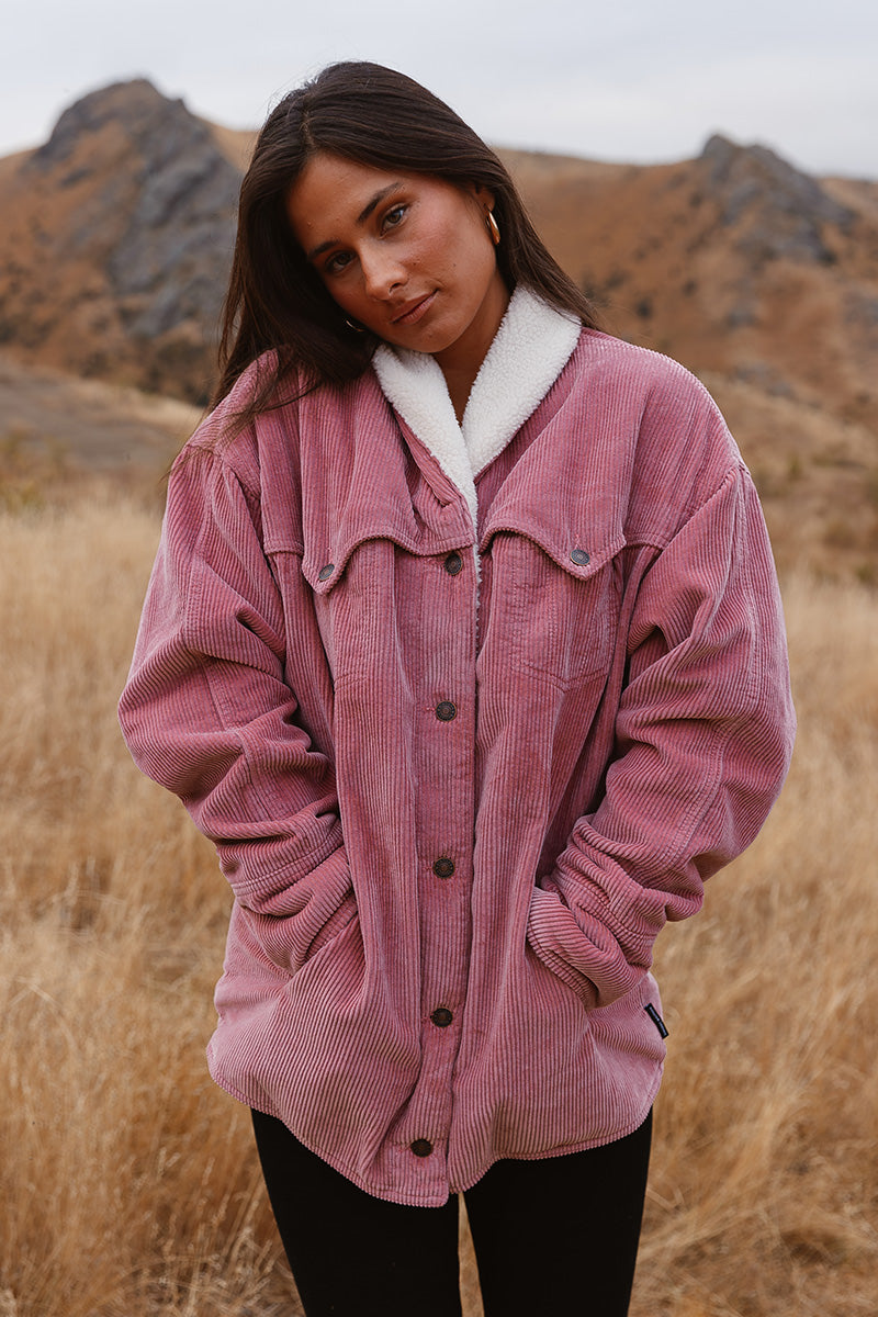 Lacey Womens Sherpa Jacket - Rosey Pink