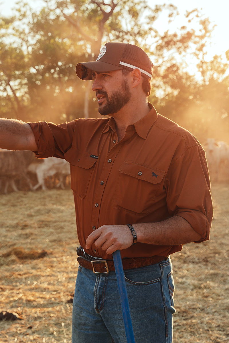 King River Full Button Work Shirt - Tobacco