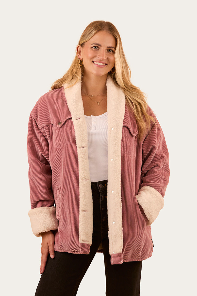 Lacey Womens Sherpa Jacket - Rosey Pink