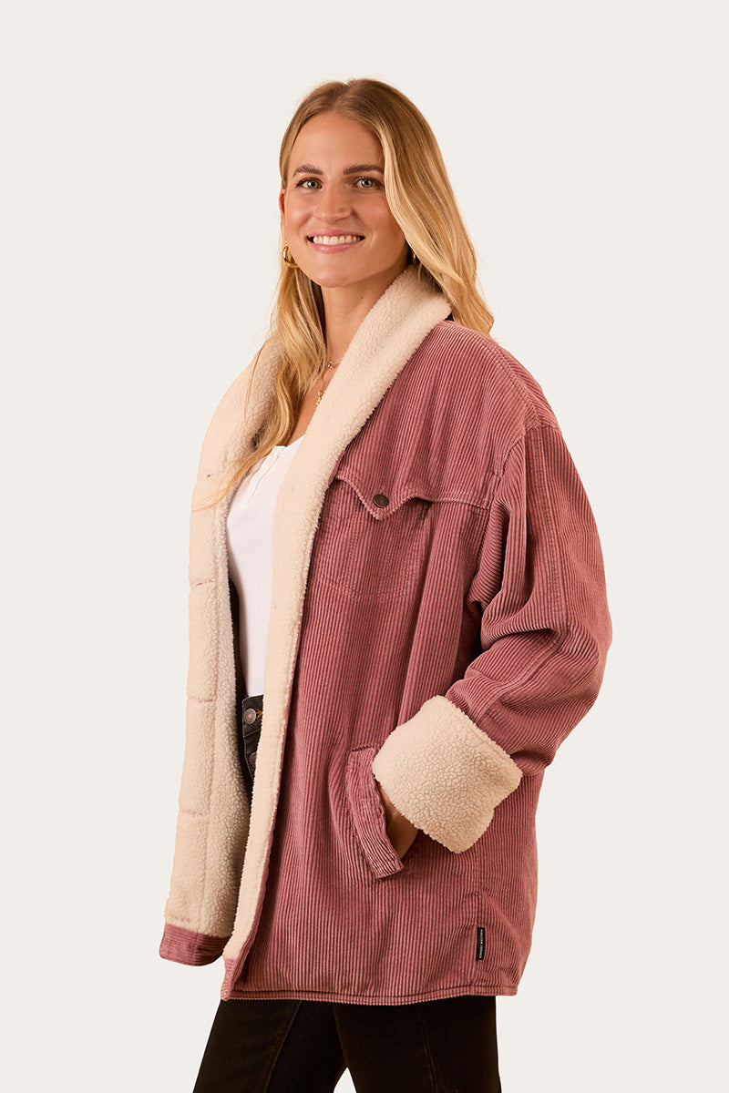 Lacey Womens Sherpa Jacket - Rosey Pink