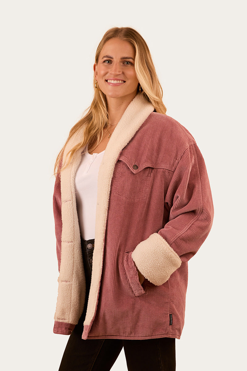 Lacey Womens Sherpa Jacket - Rosey Pink