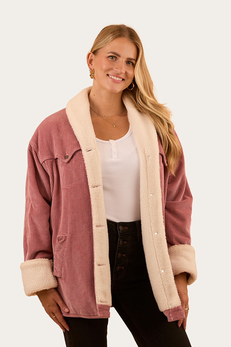 Lacey Womens Sherpa Jacket - Rosey Pink
