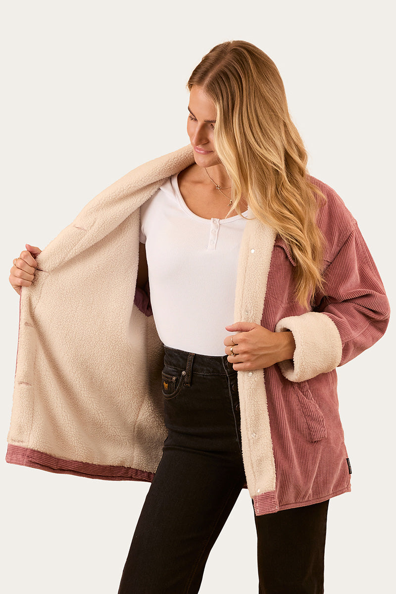 Lacey Womens Sherpa Jacket - Rosey Pink
