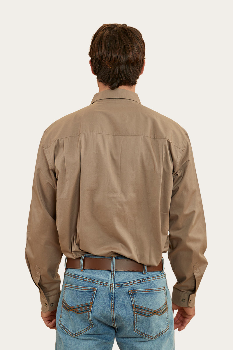 King River Mens Full Button Work Shirt - Mushroom
