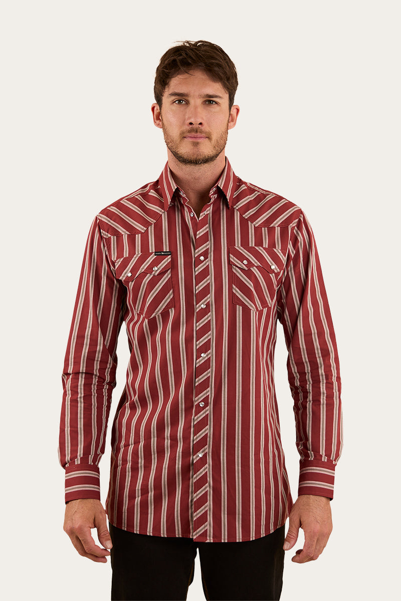 Mapleton Mens Western Shirt Stripe - Cedar