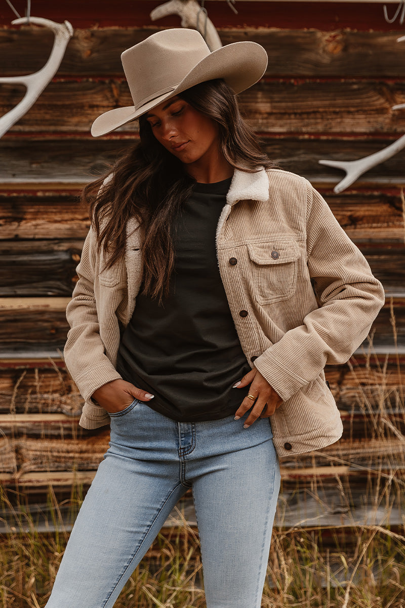 Mayfield Womens Cord Jacket - Dark Sand