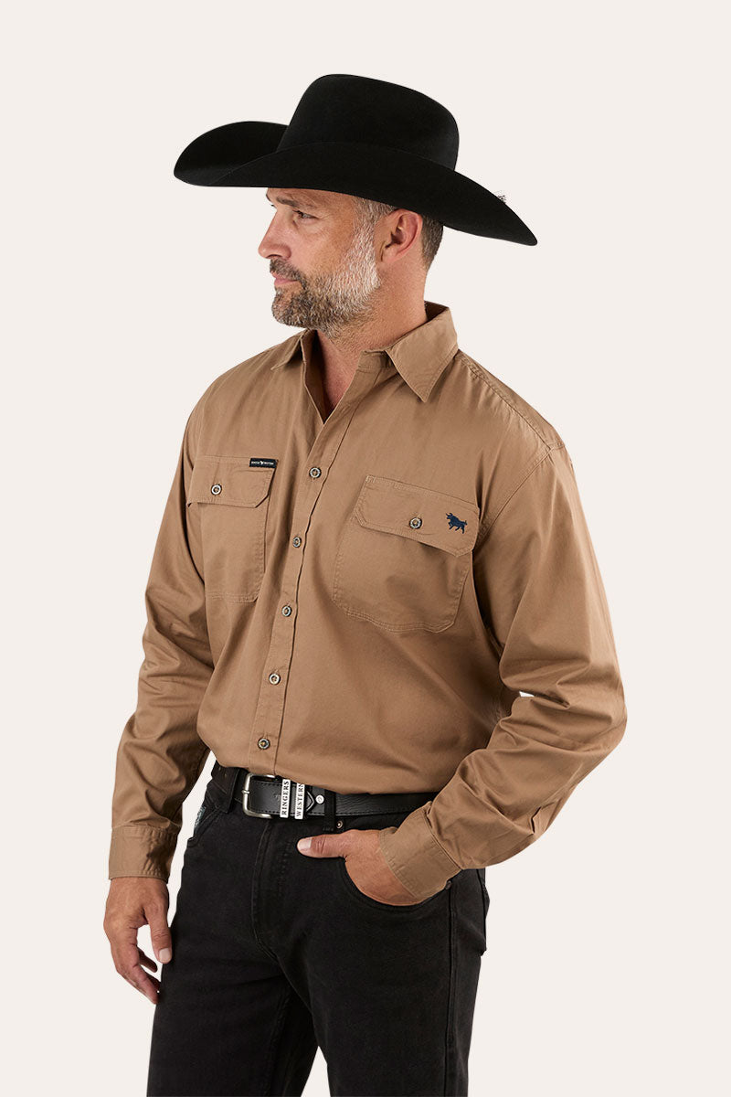 King River Mens Full Button Work Shirt - Clay
