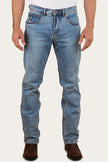 Muster Mens Slim Straight Fit Jeans - Light Wash Blue