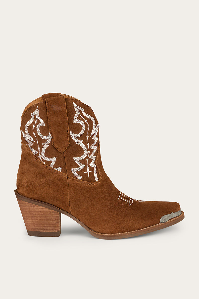 Catalina Womens Western Boot - Tan Suede