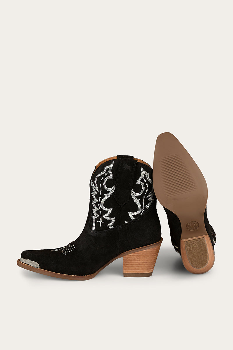 Catalina Womens Western Boot - Black Suede