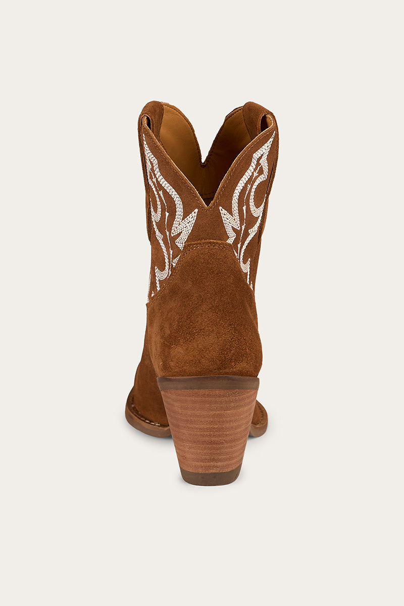 Catalina Womens Western Boot - Tan Suede