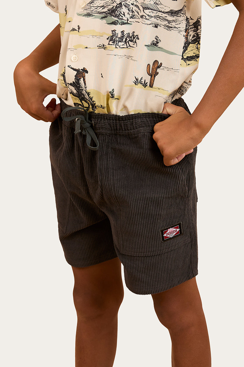Ronan Boys Corduroy Walk Short - Charcoal