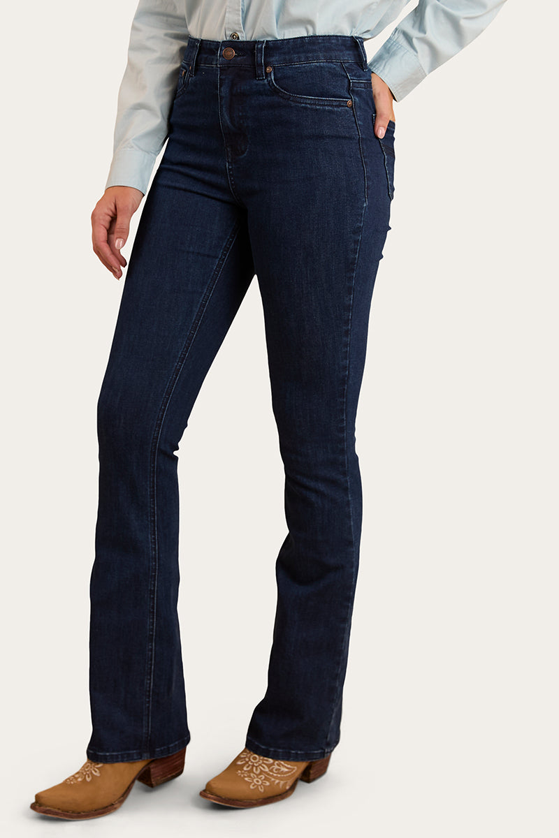 Penny Womens High Rise Bootleg Jean Coolmax - Dark Blue