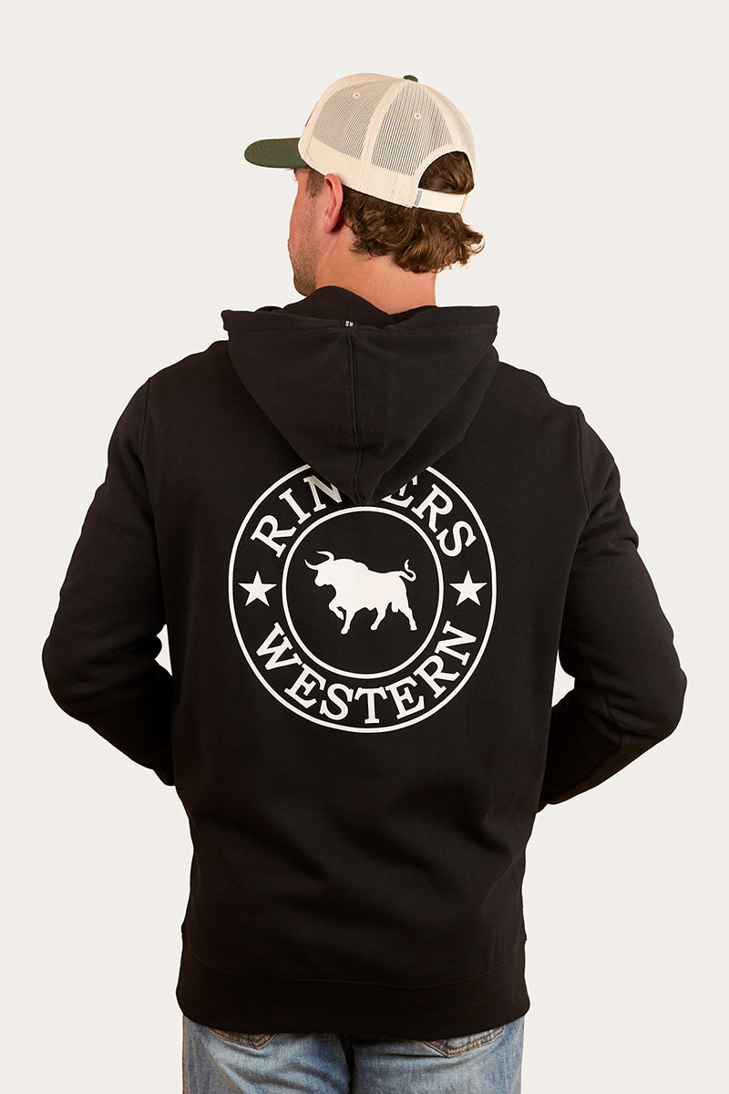 Signature Bull Mens Pullover Hoodie - Black/White