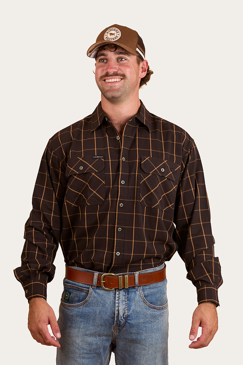 Richmond Mens Full Button Work Shirt - Charcoal
