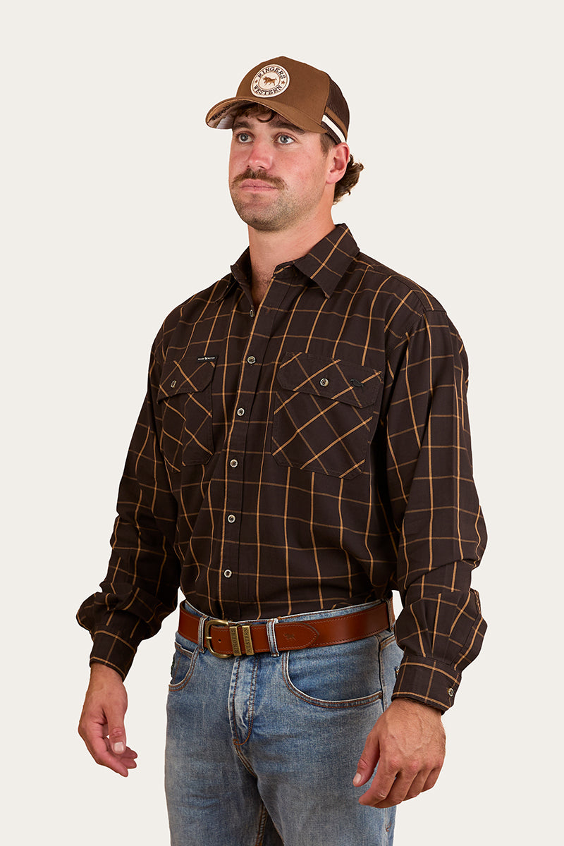 Richmond Mens Full Button Work Shirt - Charcoal