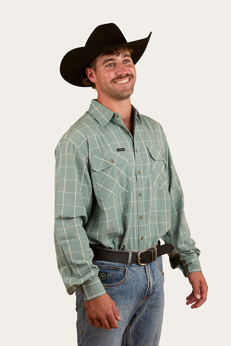 Richmond Mens Full Button Work Shirt - Sea Green