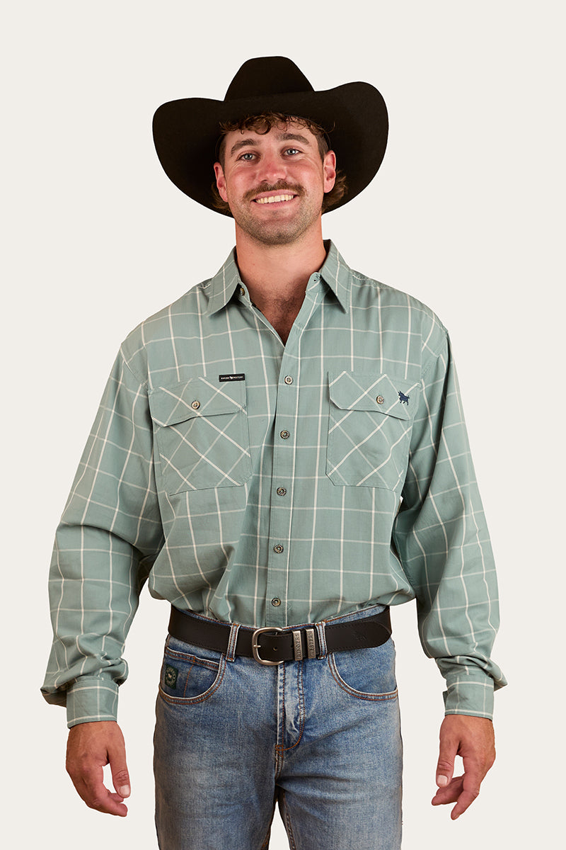 Richmond Mens Full Button Work Shirt - Sea Green