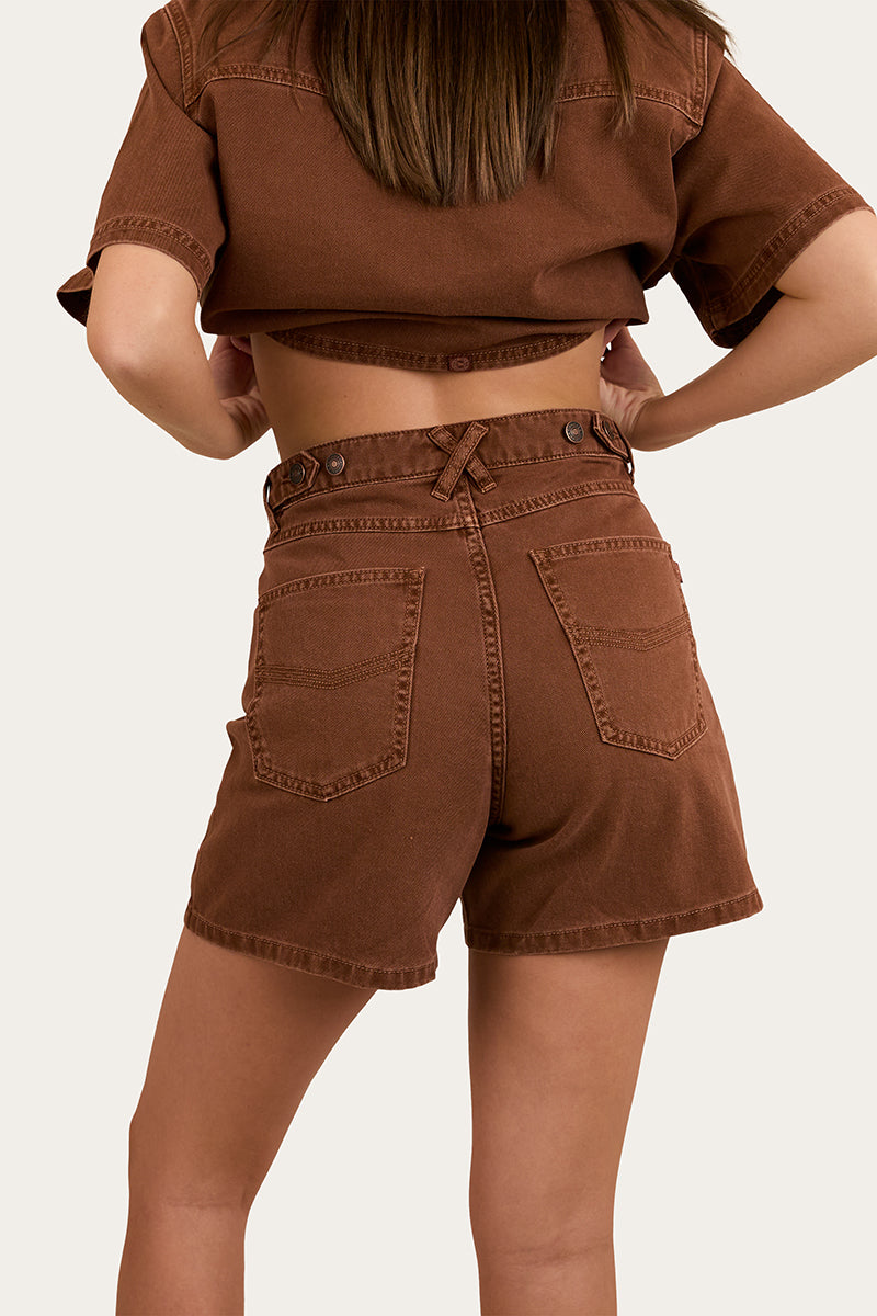 Iris Womens Denim Short - Saddle Brown