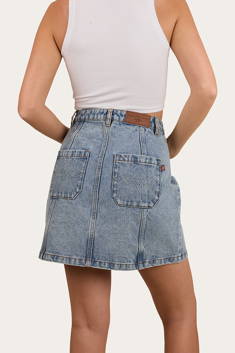 Johanna Womens Denim Skirt - Light Wash Blue