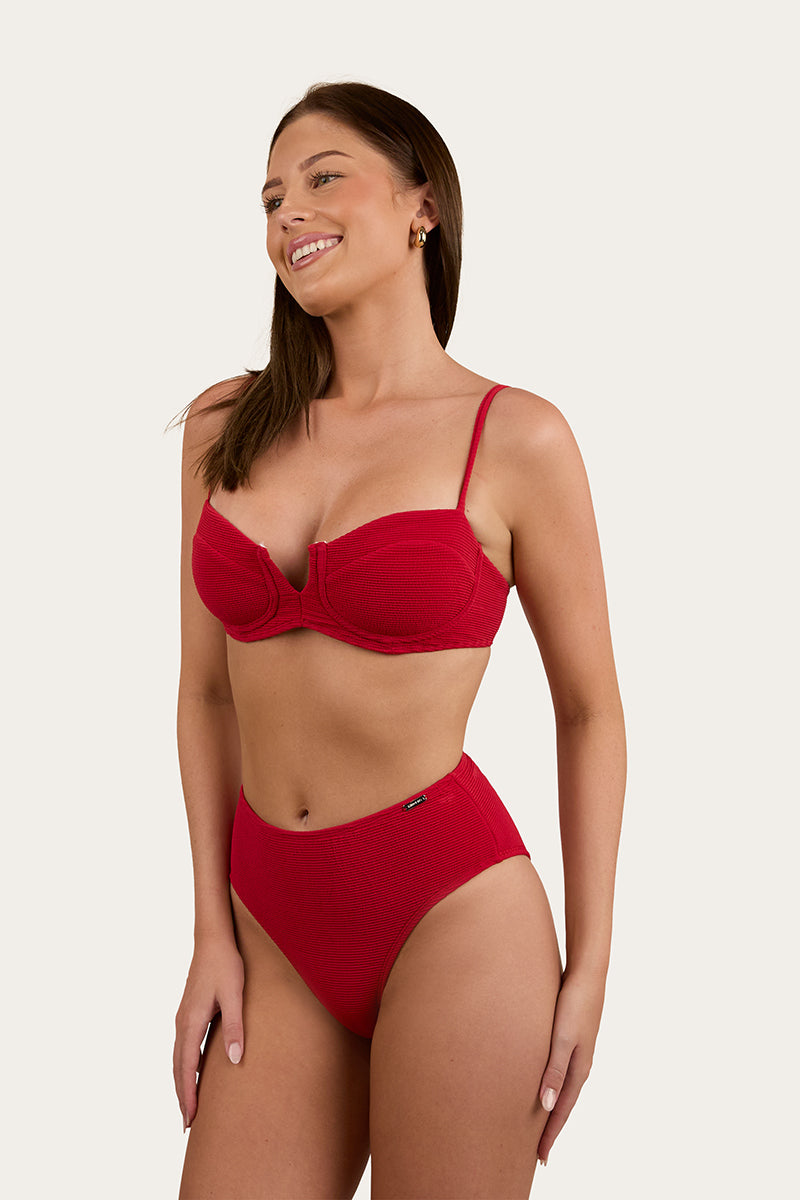 Country Sunset Textured Underwire Bikini Top - Red