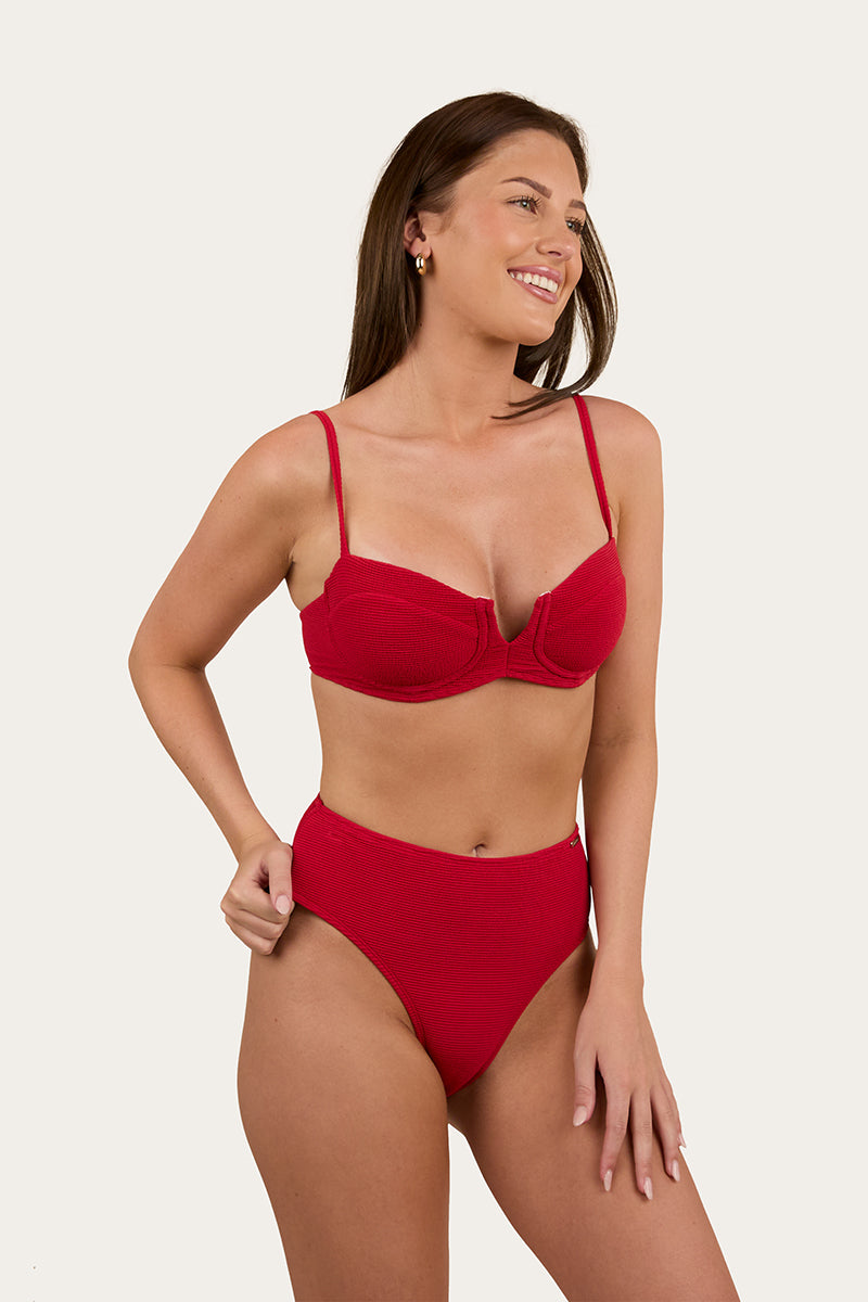 Country Sunset Textured Underwire Bikini Top - Red