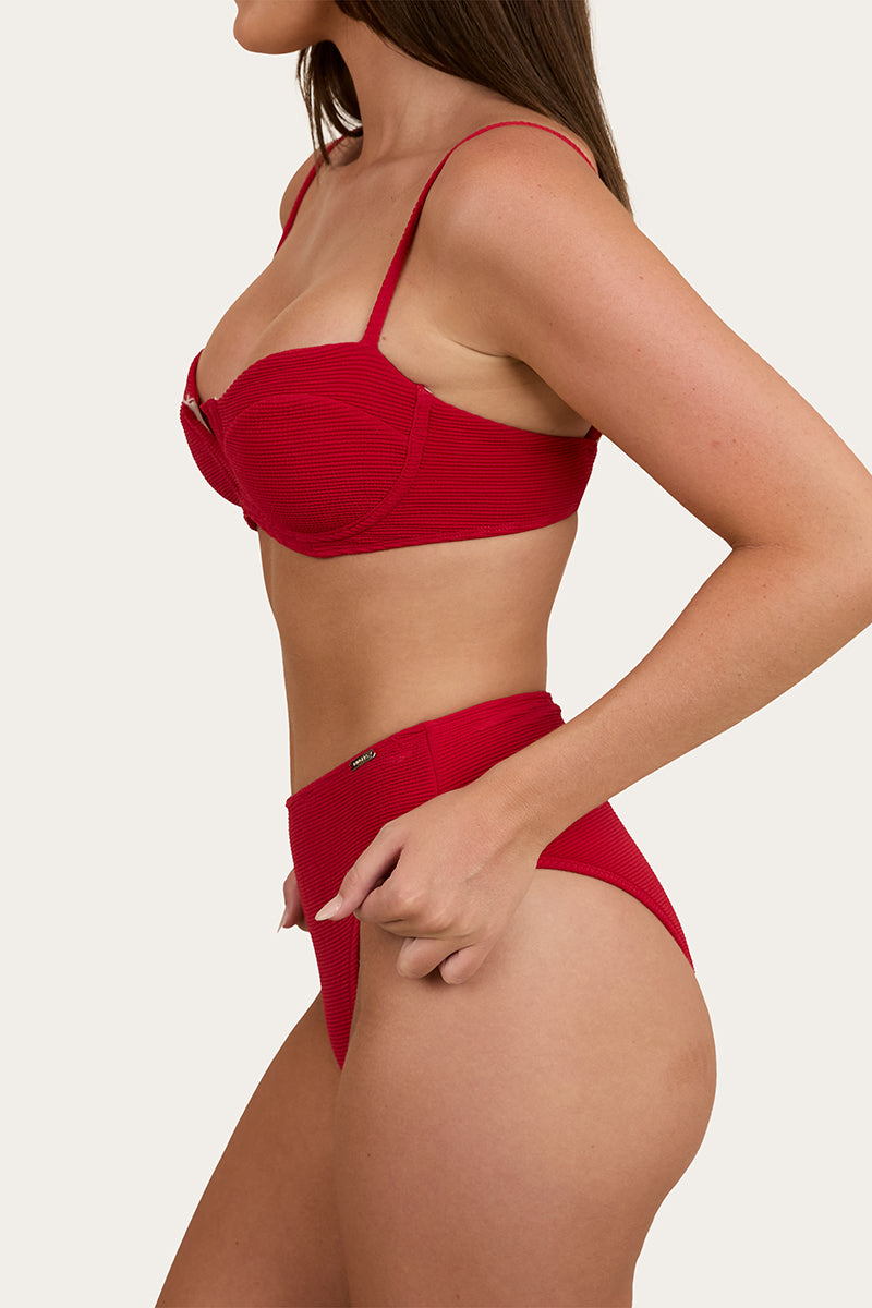 Country Sunset Textured Underwire Bikini Top - Red