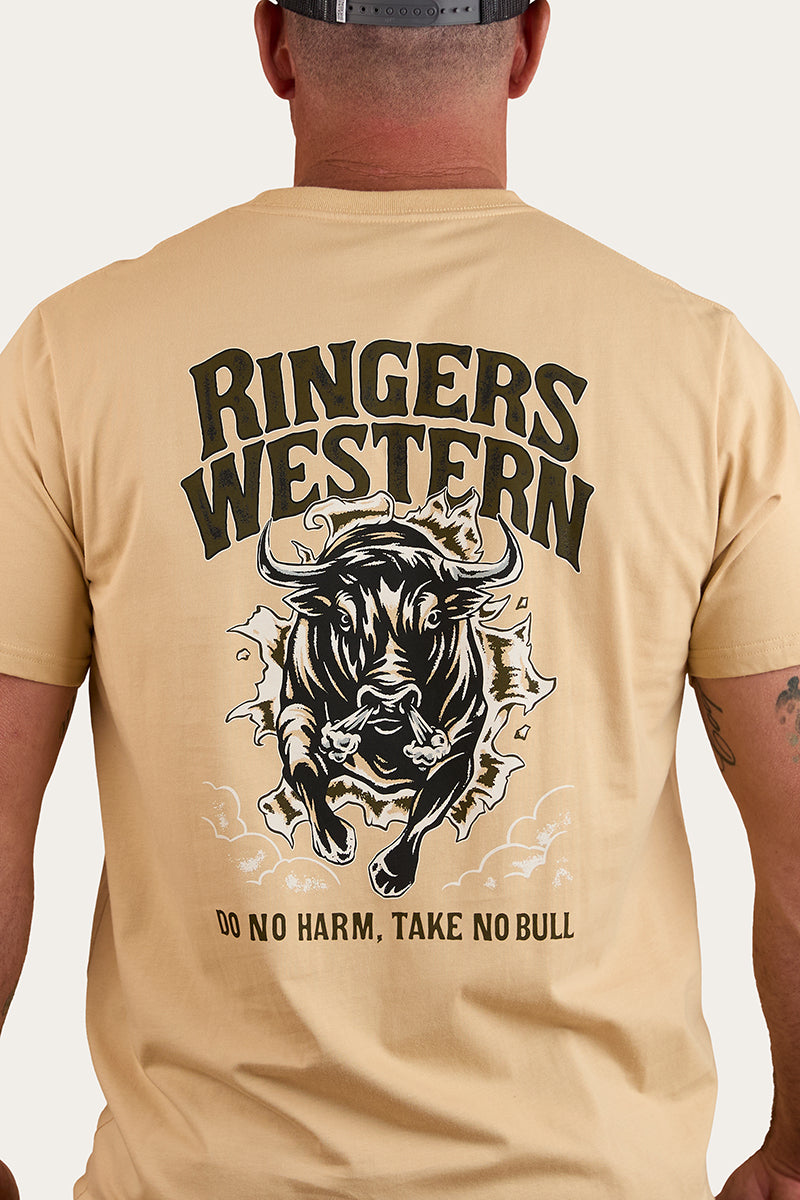 Do No Harm Take No Bull Mens Loose Fit T Shirt - Dark Sand