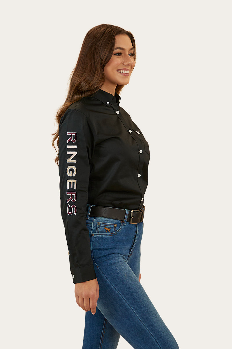 Malaya Womens Dress Shirt - Black / Pink Camo