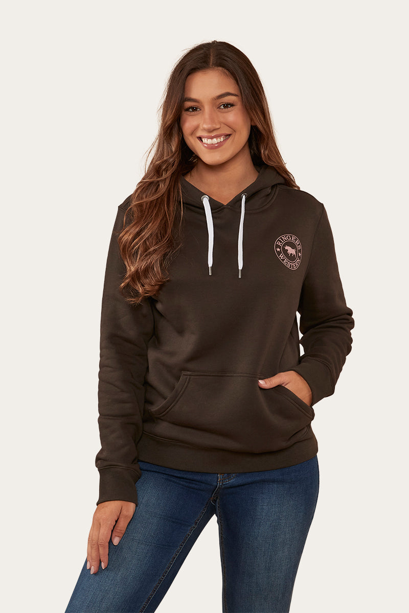 Signature Bull Womens Pullover Hoodie Charcoal/Rosey – Ringers