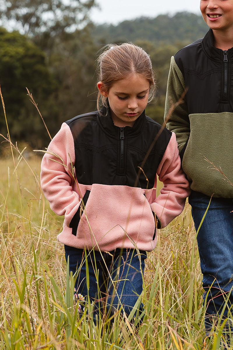Winton Kids 1/4 Zip Crew Neck Fleece - Dusty Pink