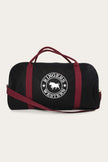 Gundagai Duffle Bag - Black & Maroon with White Print