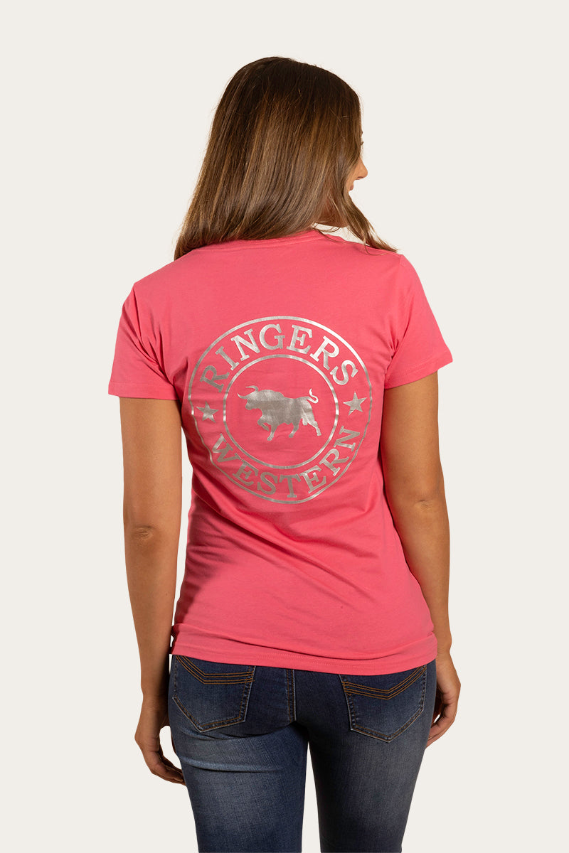 Signature Bull Womens Classic Fit T-Shirt - Melon/Silver
