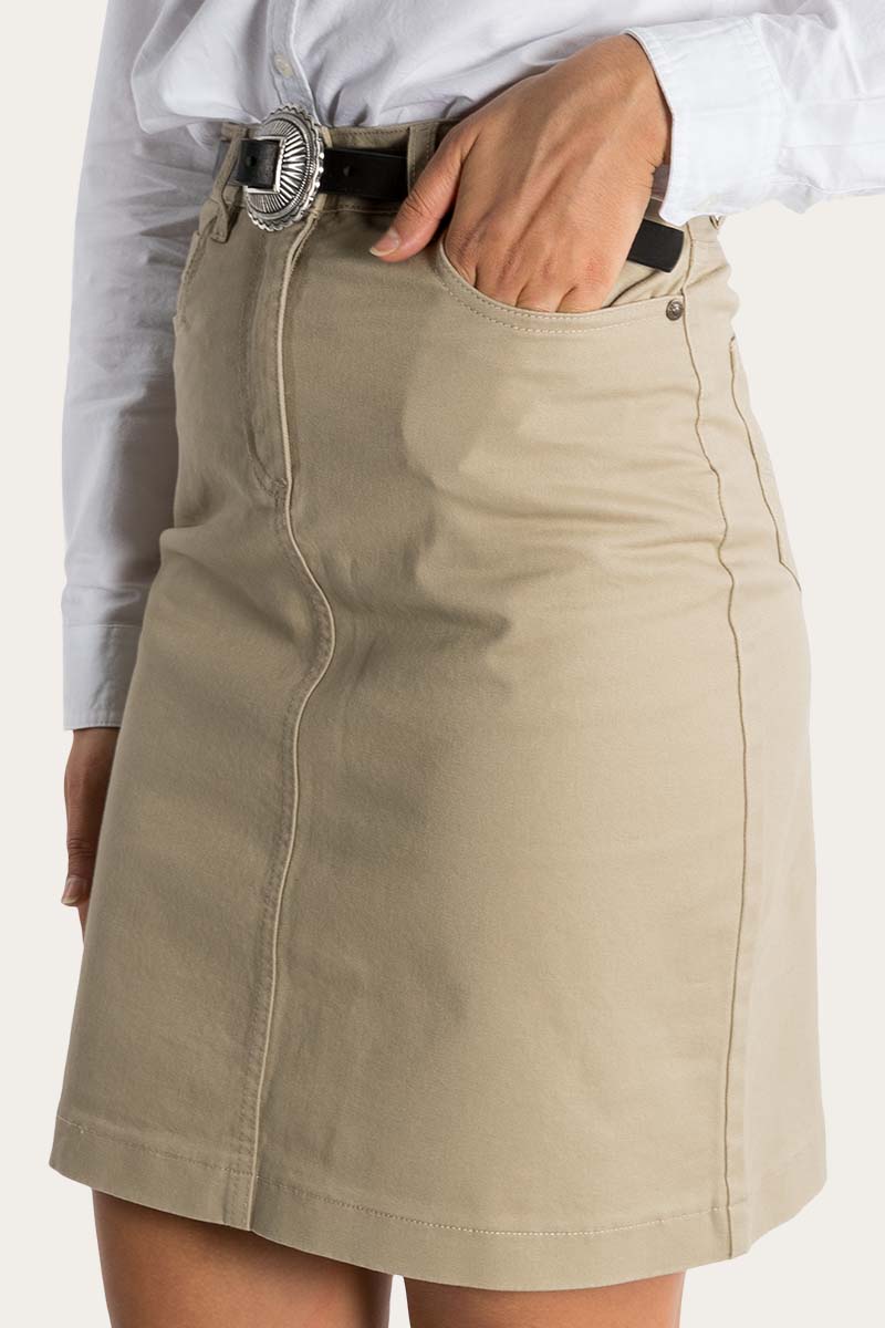 Maree Womens 5 Pockets Stretch Drill Skirt Khaki
