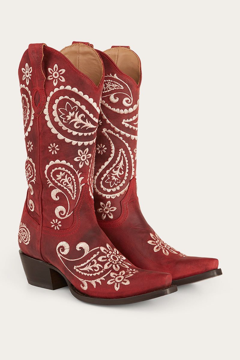 Olivia Womens Cuban Heel Western Boot - Red